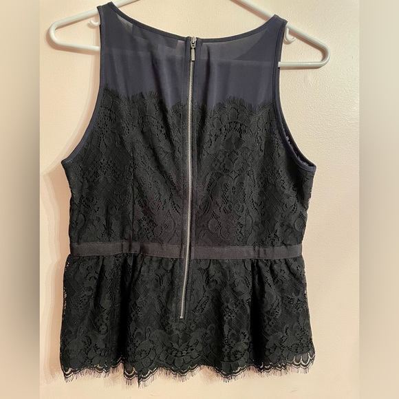NWT LOFT Lace Overlay Peplum Tank Blouse in Navy and Black - Picture 4 of 4
